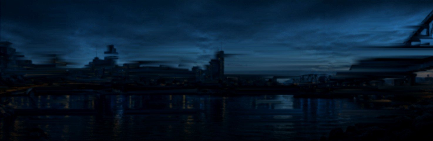 City skyline and river at night